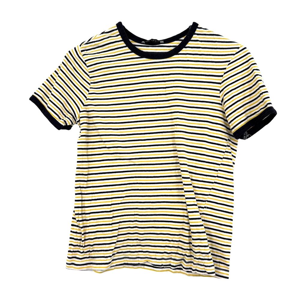 Zara Trafaluc Size Small Striped Short Sleeve T-Shirt Tee Top Blouse Yellow